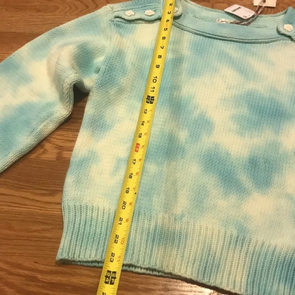 NWT Free People x LoveShackFancy Gallatin Pullover Sweater Aqua Small